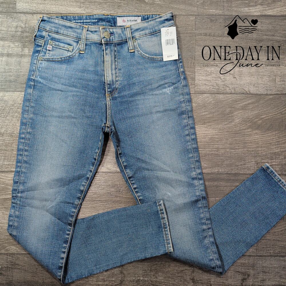 AG Adriano Goldschmied The Farrah Skinny Ankle Jeans Light Blue NWT Size 4 (27)